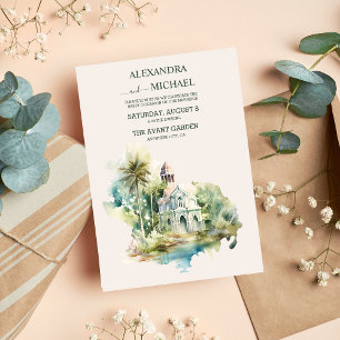 Watercolor Carraibean Destination Wedding Invitation