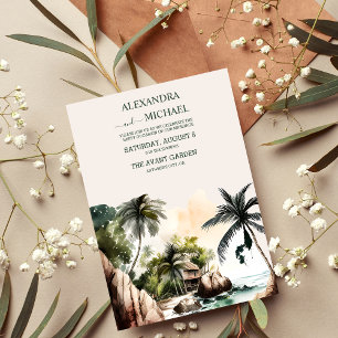 Watercolor Carraibean Destination Wedding Invitation