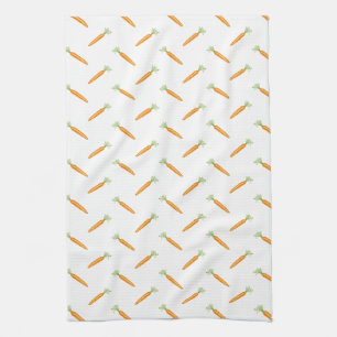 Watercolor Carrot Vegetable Pattern Tea Towel