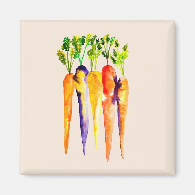 Watercolor carrots colourful food art magnet (Front)