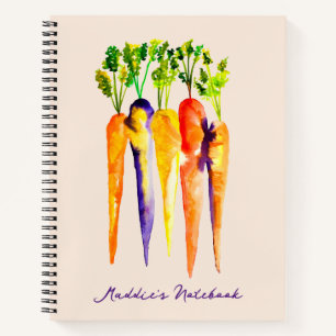 Watercolor carrots colourful food art notebook