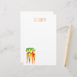 Watercolor carrots cute vegetables stationery