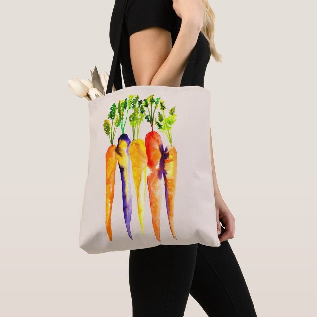 Watercolor carrots cute vegetables tote bag (Close Up)