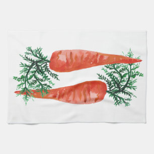 Watercolor carrots kitchen towel