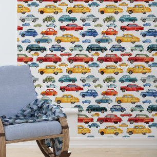 Watercolor Cars Boy's Room Nursery  Wallpaper