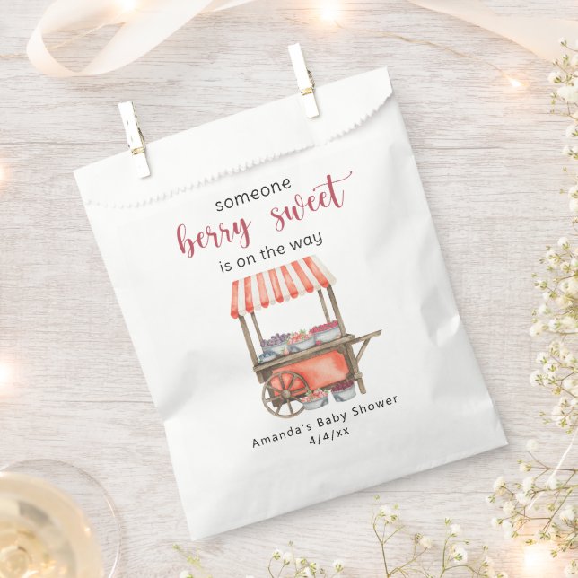 Watercolor Cart Berries Baby shower Favour Bags (Clipped)