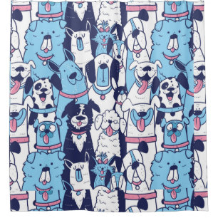 Watercolor Cartoon Dog Pet Animal Art Shower Curtain