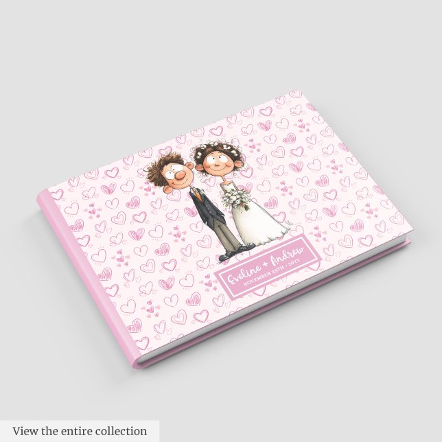 Watercolor Cartoon Newlyweds Guest book Album (Watercolor Cartoon Newlyweds Guest book Album)