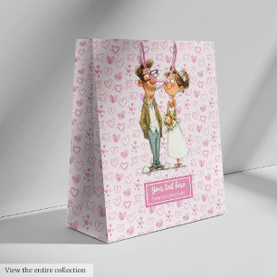 Watercolor Cartoon Wedding Couple Humor Gift Bag
