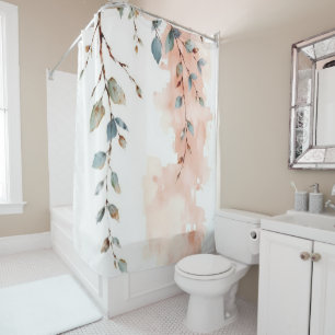 Watercolor Cascading Eucalyptus Branches Shower Curtain