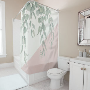 Watercolor Cascading Eucalyptus Branches Shower Curtain