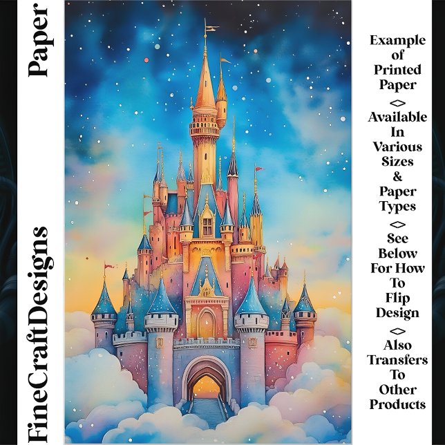 Watercolor Castle In Clouds CK1 Scrapbook Paper (Creator Uploaded)