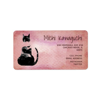 Watercolor Cat Address Instagram Twitter Return Label