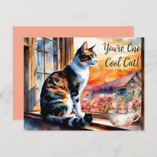 Watercolor Cat and Mouse Greeting Card