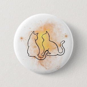 Watercolor Cat Button