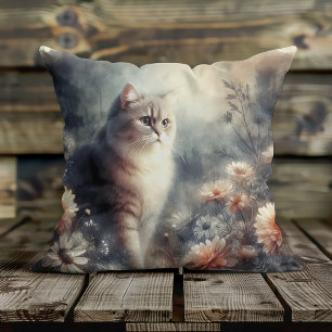Watercolor Cat & Floral - A Mother's Love Cushion
