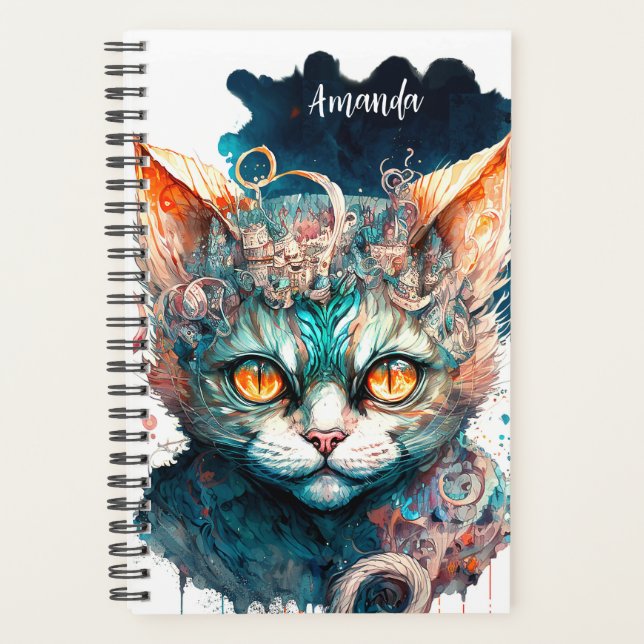 Watercolor cat in steampunk style  planner (Front)
