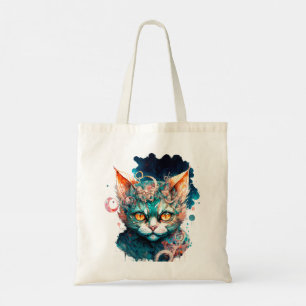Watercolor cat in steampunk style  tote bag