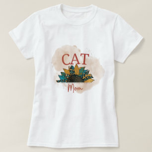 Watercolor Cat Mom Sunflower Women’s T-Shirt