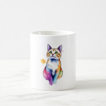 watercolor cat mug fuuny gift cat watercolor