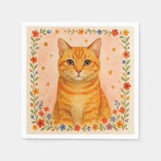 Watercolor Cat Napkins. Napkin