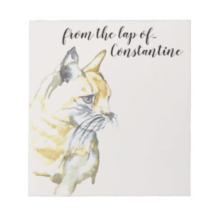 Watercolor Cat Orange White Tabby from the lap of  Notepad