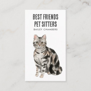 Watercolor Cat Pet Sitter Business Card