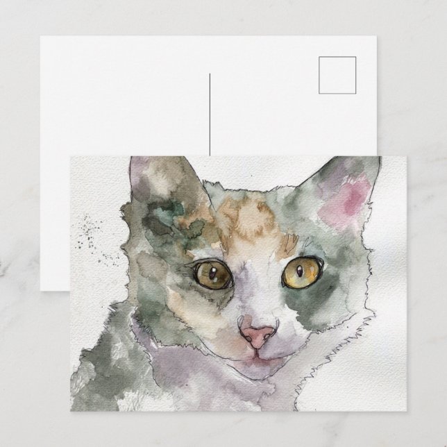 Watercolor Cat Postcard (Front/Back)