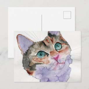 Watercolor Cat Postcard