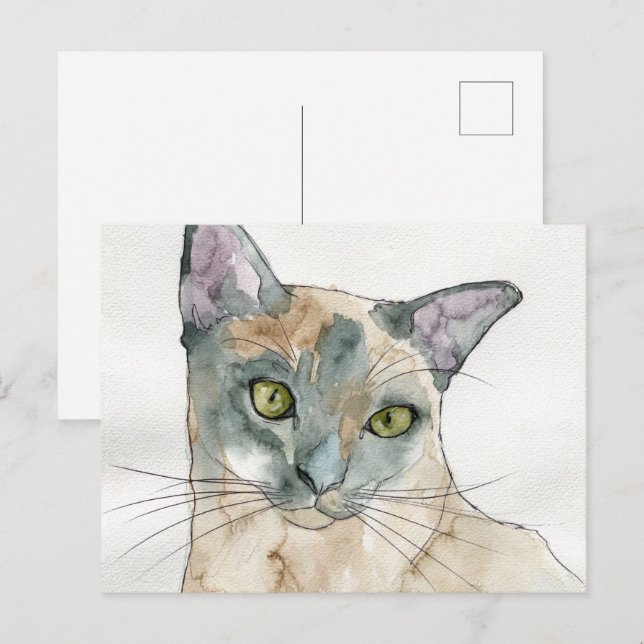 Watercolor Cat Postcard (Front/Back)