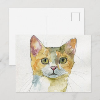 Watercolor Cat Postcard