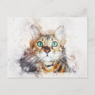 Watercolor Cat Postcard