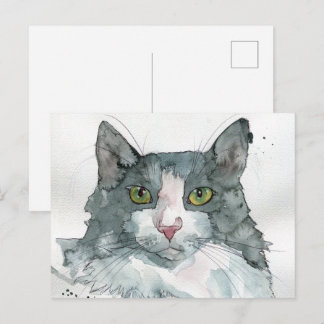Watercolor Cat Postcard