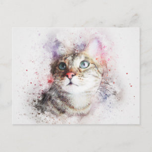 Watercolor Cat Postcard
