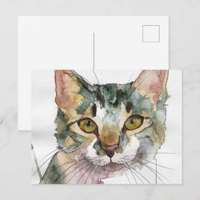 Watercolor Cat Postcard (Front/Back)