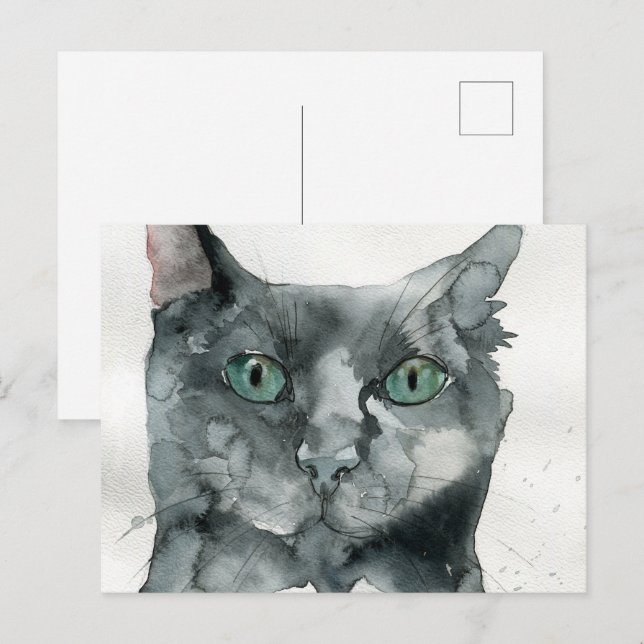 Watercolor Cat Postcard (Front/Back)