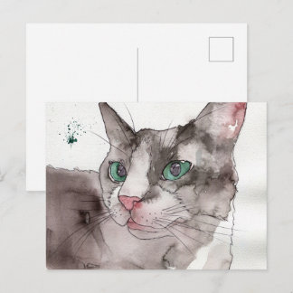 Watercolor Cat Postcard