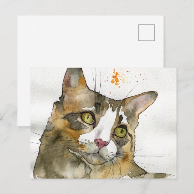 Watercolor Cat Postcard (Front/Back)