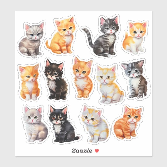 Watercolor Cat Scrapbook Stationery (Sheet)