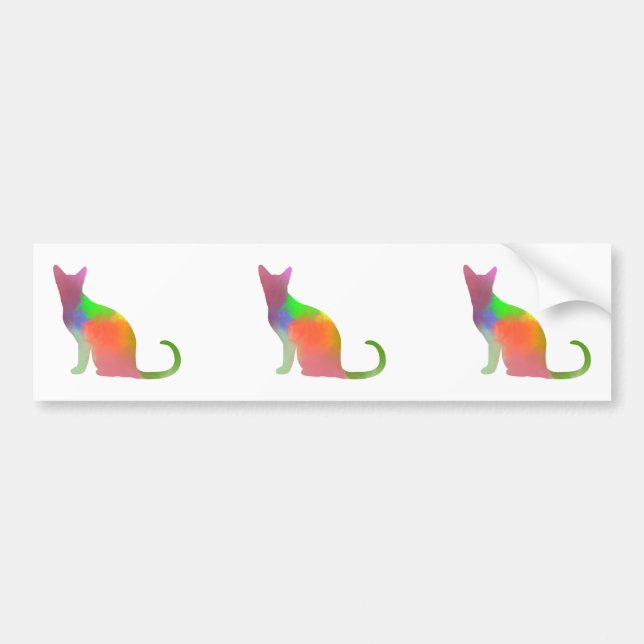 Watercolor Cat Silhouette Bumper Sticker (Front)