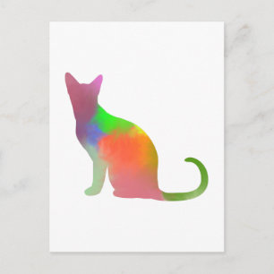 Watercolor Cat Silhouette Postcard
