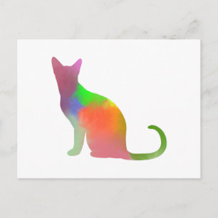 Watercolor Cat Silhouette Postcard