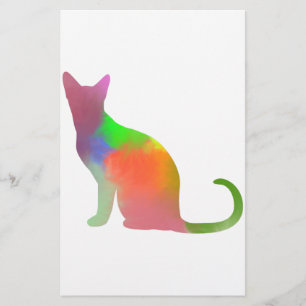 Watercolor Cat Silhouette Stationery