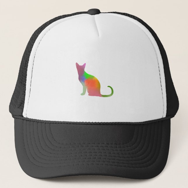 Watercolor Cat Silhouette Trucker Hat (Front)