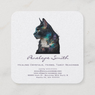 Watercolor Cat Square Business Card