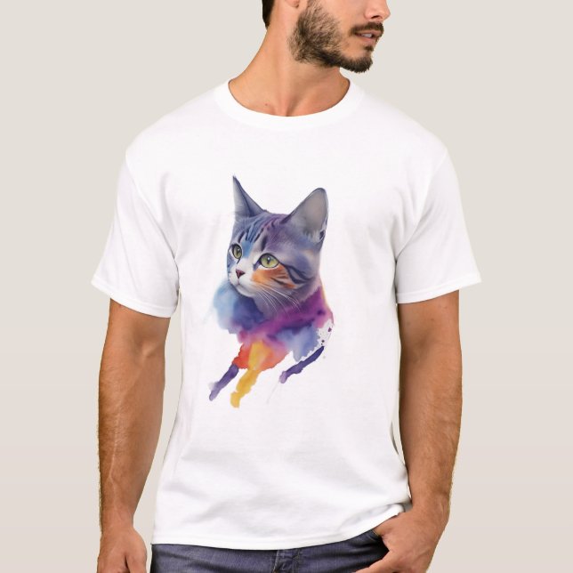 WaterColor Cat T-Shirt (Front)