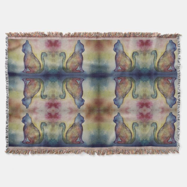 Watercolor Cat Throw Blanket (Front)