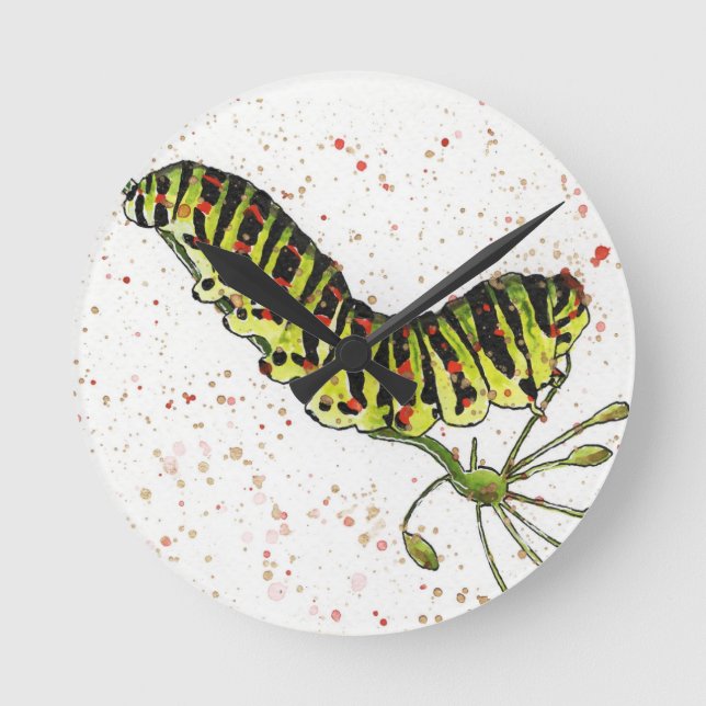 Watercolor Caterpillar clock (Front)