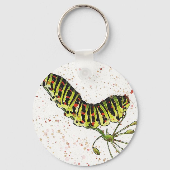 Watercolor Caterpillar keychain (Front)