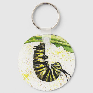 Watercolor Caterpillar Keychain